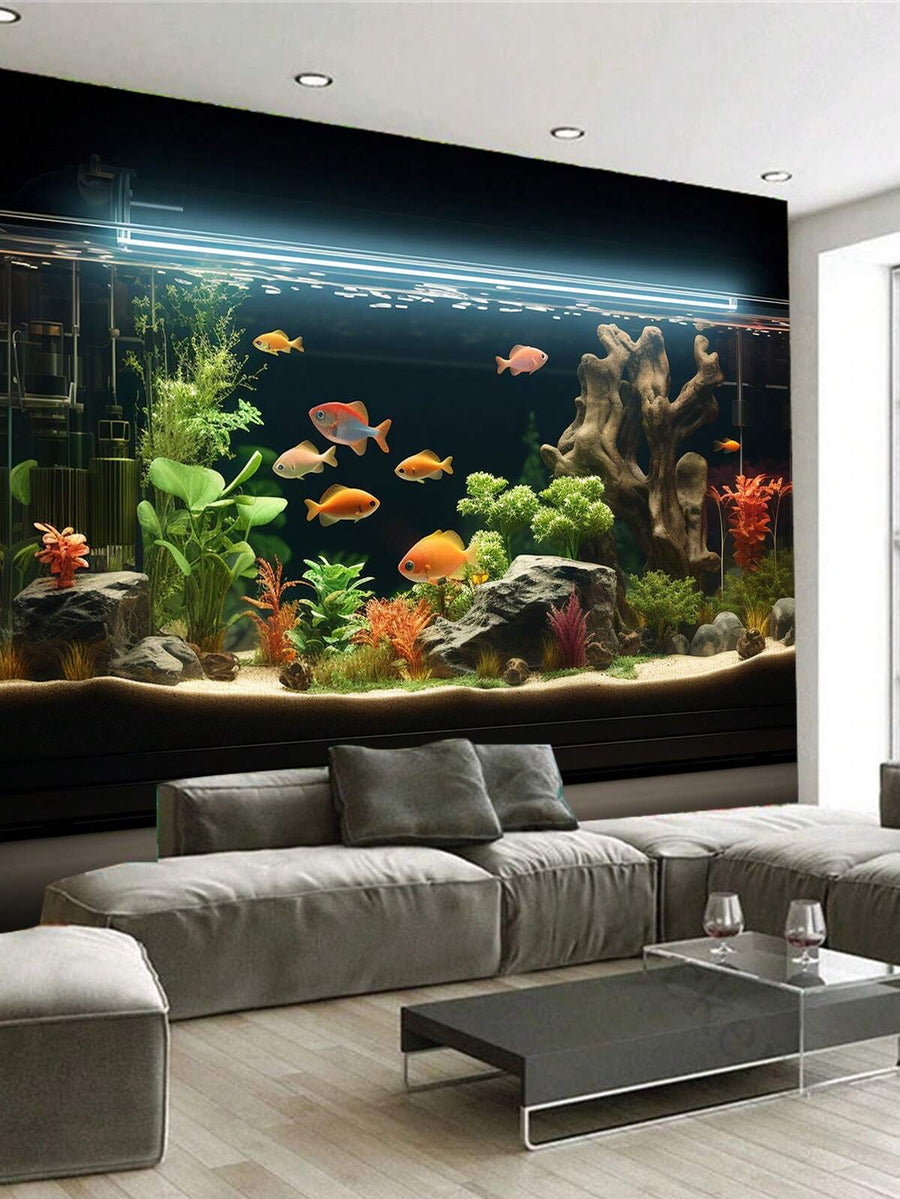 1pc Fish Tank Printed Tapestry, Modern Polyester Square Wall Hanging For Room Living Room Bedroom Decoration, Flag For Room, Room Decor, Tapestries, Wall Decor, Wall Art ,Home Decor ,Room Stuffs, Flags For Room, Wall Tapestry