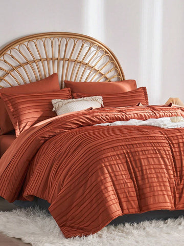 7-Piece Chic Cut Flower Bed Comforter Set, Suitable For All Seasons, Soft And Comfortable Bedding Set, Includes Comforter, Flat Sheet, Fitted Sheet, 2 Pillowshams And 2 Pillowcases, Suitable For Your Bedroom Decoration