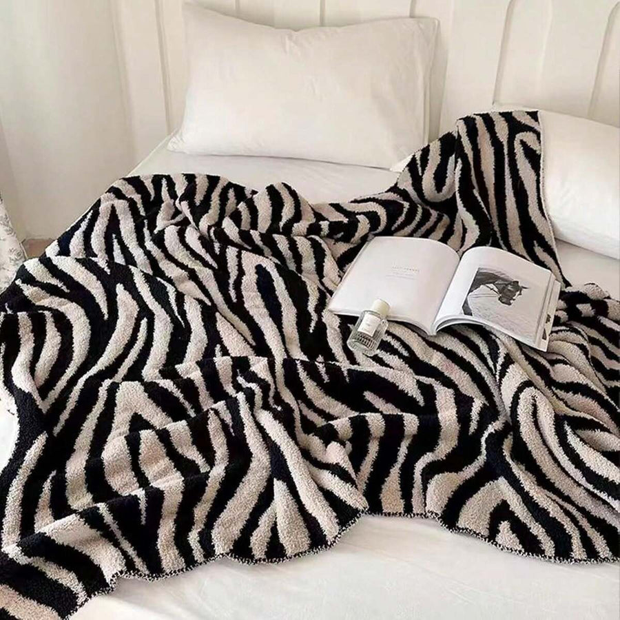 1 PC Fluffy Fleece Throw Blanket Couch, Soft Cozy Black And White Zebra Blankets Fuzzy Thick Twin Blanket Women, All Seasons (50x70 Inch) Sizes 30x40 To 60x80.